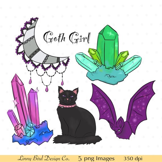 Goth Girl Clip Art Set Commercial Use Crystal ClipArt