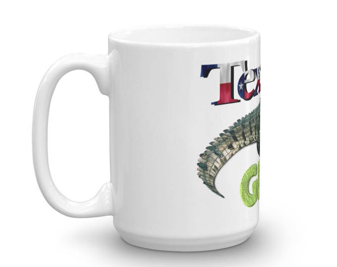Novelty Texas Coffee Mug, Alligator is a Gecko Cup, Funny, Cool, Coffee Lover Gift Idea, For Anyone Who Loves Java Juice, Awesome Present