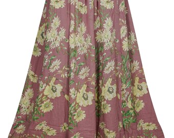 Sunny Long Skirt Summer Fun Flared Gypsy Floral Print Rayon Comfy Flowy Boho Skirts S/M