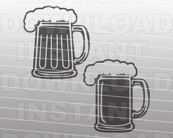 Beer Mugs Collection SVG File,Beer SVG File,Cutting Template-Vector Clip Art for Commercial & Personal Use-Cricut,Silhouette,Cameo,Vinyl