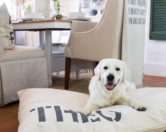 Canvas Dog Bed Cover, Custom Pet Bed Cover, Dog Bed Duvet Cover, Small to XL Covers for Dog Beds, Personalization Extra