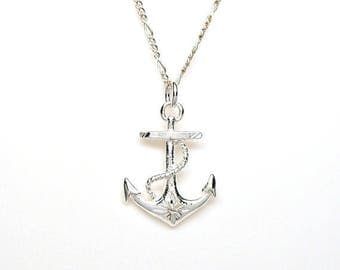 SALE Boat Anchor Sterling Silver Diamond Cut Nautical Sorority Charm Pendant Customize no. 2132