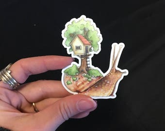 Tree House Snail Sticker