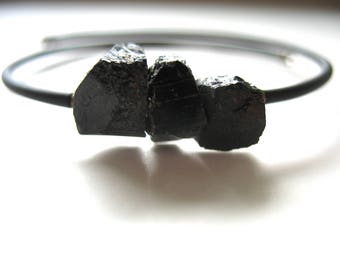 Tourmaline Bracelet, Black Tourmaline Stone Cuff Bracelet , Handmade Bracelet, Tourmaline Jewelry, Tourmaline, Black Tourmaline