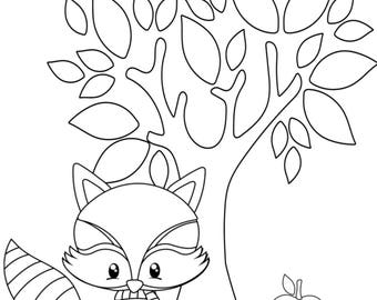 Fox coloring page | Etsy