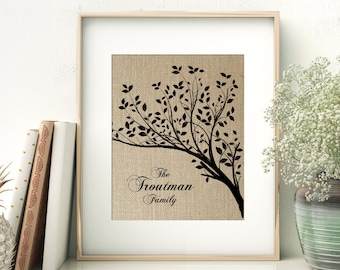 Family Tree Personalized Burlap Print | Family Name Sign | Personalized Wedding Housewarming House Warming New Home | Gift for Couple Family