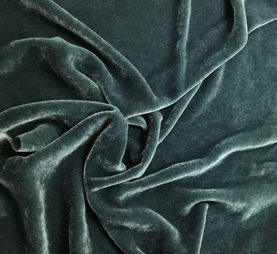 MUTED FOREST GREEN Hand Dyed Silk Velvet by the yard