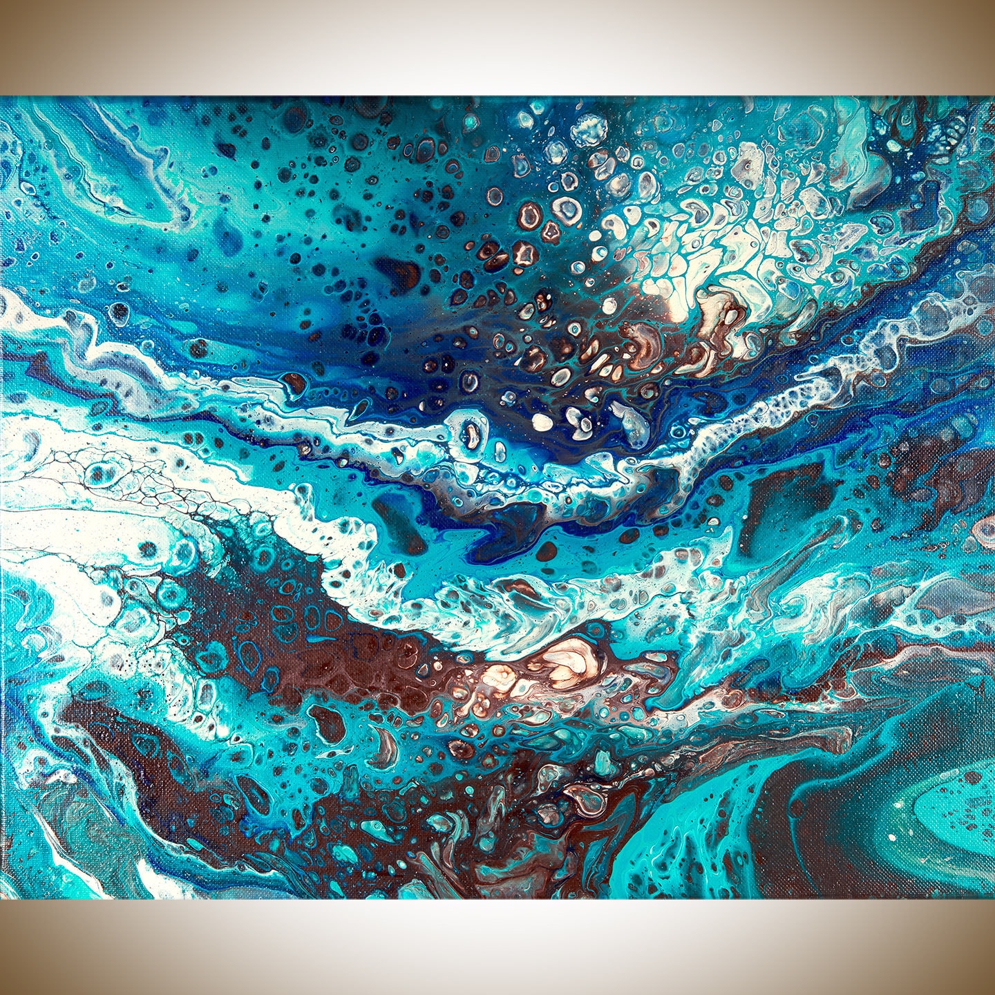 Acrylic pour fluid  art  fluid  painting Blue  turquoise teal