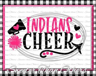 Cheer SVG, Indians Cheer Svg, Cheerleader Svg Indians Cheerleader pattern Vinyl Design SVG DXF Silhouette, Cameo, Cricut, Instant Download