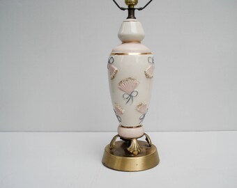 Large table lamp - elegant fans and ribbons
