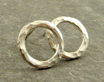 Silver Circle Earrings Open Circle Earrings Posts Circular Stud Earrings Fine Silver Jewelry