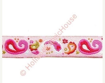 FINAL CLEARANCE SALE Paisley Pink ribbon/sewing tape
