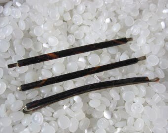 vintage barrette faux tortoiseshell hair pins, set of 3, bobby pins