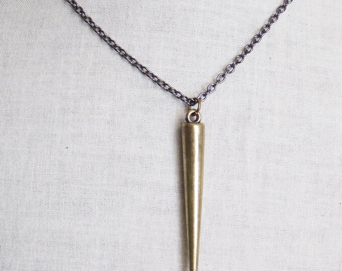 Spike Pendant Necklace Antique Bronze Gunmetal Chain Long Necklace Spike Jewelry Gift Boho Necklace Bohemian Layering Minimalist Jewelry Spike Pendant Necklace Antique Bronze Gunmetal Chain Long Necklace Spike Jewelry Gift Boho Necklace Bohemian Layering Minimalist Jewelry