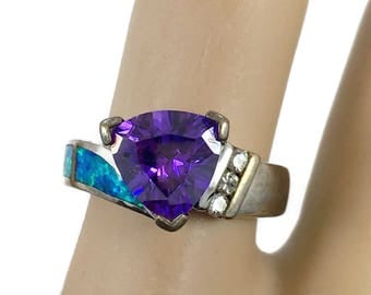 Opal inlay ring | Etsy
