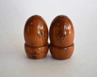 Vintage Wooden Souvenir Salt and Pepper Shakers