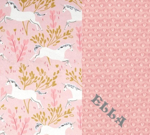 Toddler Blanket / Pink Unicorn Minky Blanket Girl, Personalized Baby Blanket - Toddler Lap Size // Unicorn Blanket