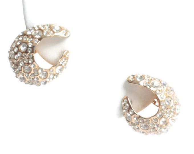 Rhinestone Diva Earrings Fancy Clear Crystal Wedding Prom Vintage