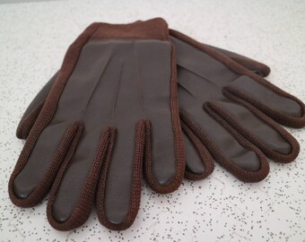 pair of vintage vinyl and knit winter gloves
