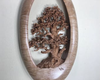Oak Tree Wood carving wall hanging wood home wall decor best gift
