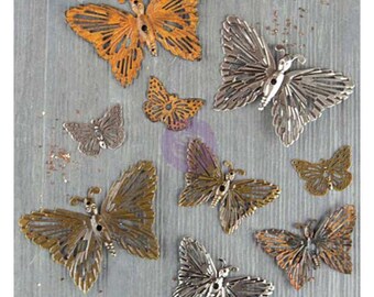 Prima Finnabair Mechanicals Metal Embellishments GRUNGY BUTTERFLIES