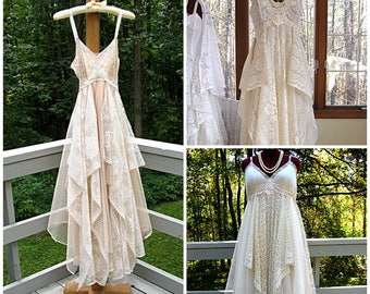 RESERVED FOR SHANNON - Empire waist tattered wedding dress, made to order in shades of white, ivory, or beige, by Lily Whitepad