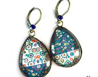 Earrings cabochon * bi-fleurs * water drops