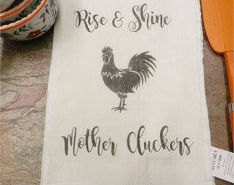 Tea Towel, Funny Tea Towel Gifts, Rooster Tea Towel Mother Clucker