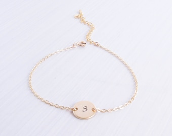 Gold personalized bracelet | Initial bracelet | Layering bracelet | Monogram bracelet | Hand stamped | Birthday gift | Gift for her