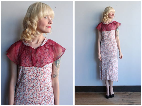 1930s Dress // Soft Floral Rayon Dress // vintage 30s dress