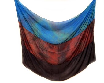 Women's silk scarf - navy and brown