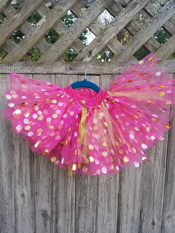 Adorable pink with gold polka dots tutu