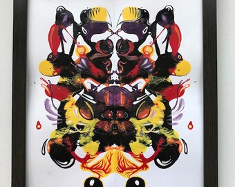 Abstract Painting, Contemporary Art, Modern Art, Psychology, Rorschach, Inkblot, Inkblot Painting, Mask Painting, African Mask, Doctors Gift