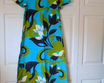 Vintage 70's bark cloth Hawaiian maxi Dress