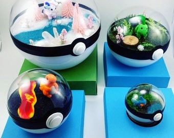 Any Pokemon Pokeball Terrarium or Ornament - Miniature Pokemon - Fairy Garden - Custom Environments