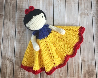 Snow White Inspired Lovey/ Security Blanket/ Soft Toy Doll/ Plush Doll/ Stuffed Toy Doll/ Amigurumi Doll/ Baby Doll- MADE TO ORDER