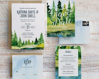 rustic save the date postcards, rustic wedding program template, rustic wedding invitations kits, watercolor rustic wedding invitations