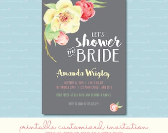 Watercolor Flowers Bridal Shower Invitation