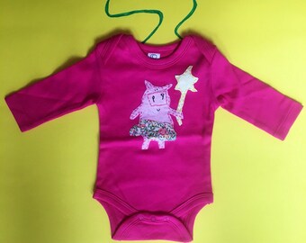 0-3months long sleeve onesie with pig princess