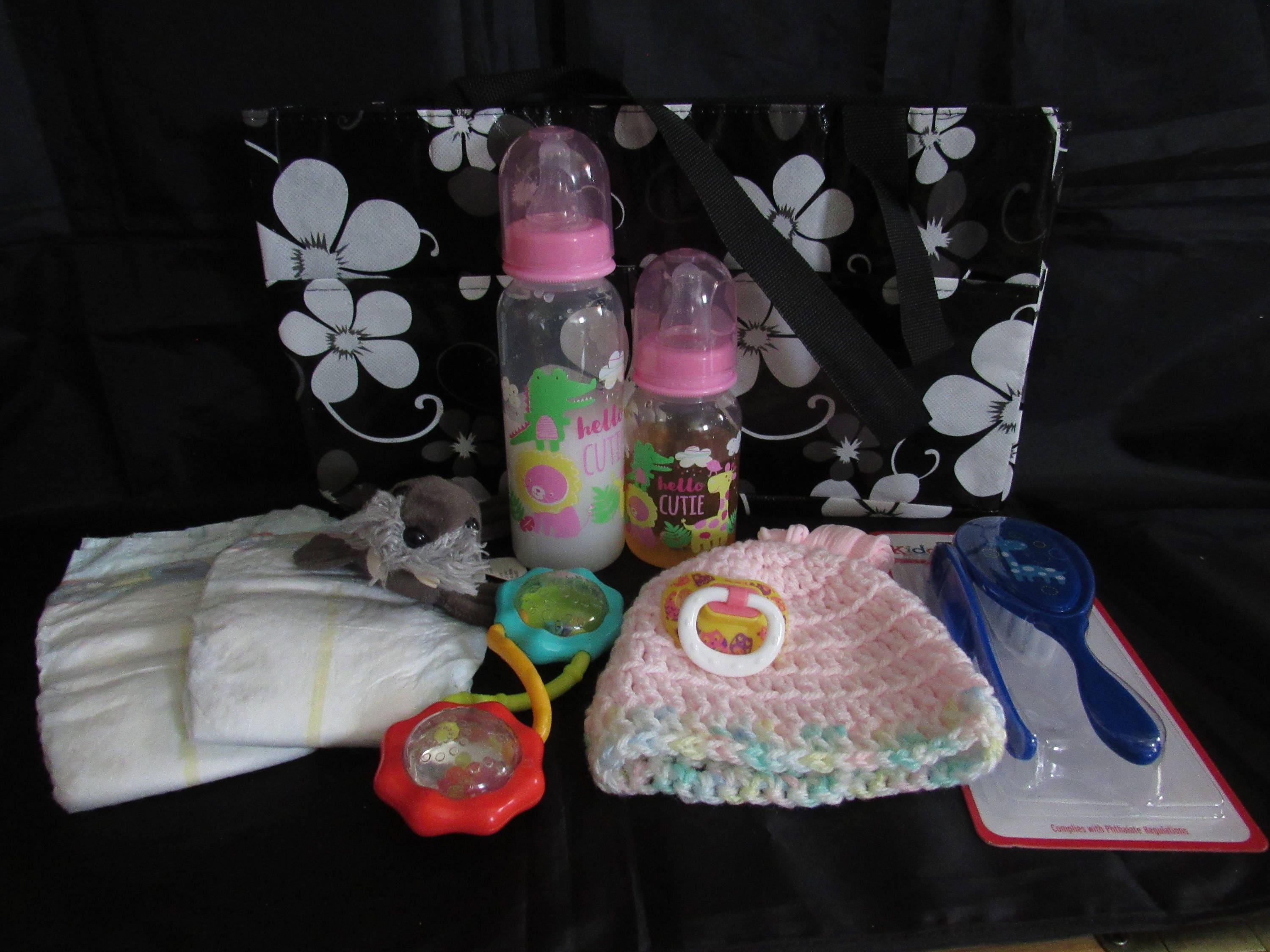 Reborn baby Complete Diaper bag doll milk and juice bottles