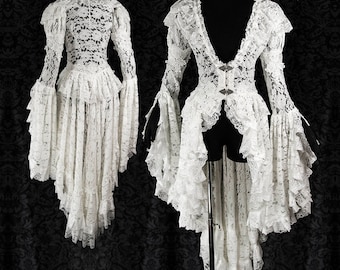 Waistcoat Nimbata ivory, lace cardigan, elven wedding, victorian, fantasy, sample pre-sale, size S, Somnia Romantica by Marjolein Turin