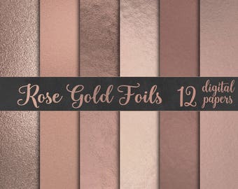 12 rose gold foil digital papers, rose gold digital papers, foil digital papers, rose gold backgrounds, rose gold textures DIGITAL DOWNLOAD