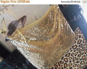Now On Sale Vintage Whiting & Davis Little Bag Mid Century Handbag Purse Gold Metal Mesh Mad Men Mod