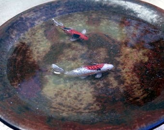 Earth Colored Ceramic Koi Fish Resin Zen Pond