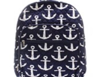 Monogrammed Anchor Quilted Bookbag - Back to School Backpack -Overnight bag - Bookbag - Back to school - Other colors available