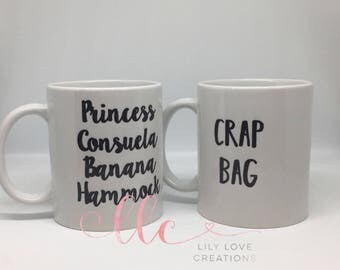 Friends coffee mug, Friends gift, friends fan gift, coffee mug, funny mug, coffee mug gift, princess consuela banana hammock, crap bag