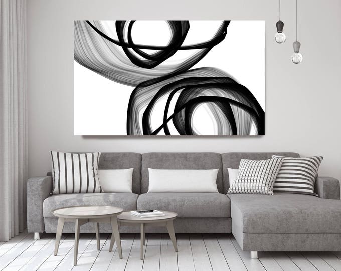 Abstract Expressionism in Black And White 32. Black and White Abstract Canvas Art Print up to 72" by Irena Orlov