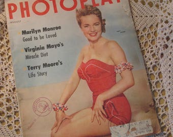 Vintage Photoplay Magazine, August 1954, Marilyn Monroe Article, Movie Ads