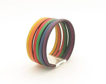 Gay pride, Rainbow cuff Bracelet, Rainbow Men's Leather Bracelet, LGBT bracelet, Gay Pride bracelet, Modern Men's Bracelet, gift for him