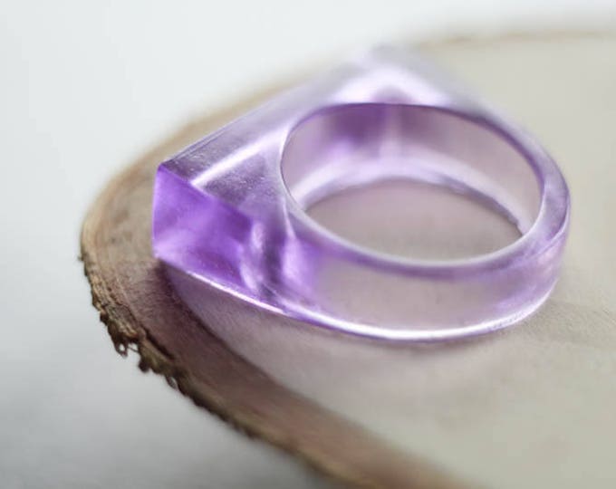 Resin ring, Lavender resin ring, geometric resin ring, resin jewelry, transparent resin ring, stacking ring, anniversary gift for her